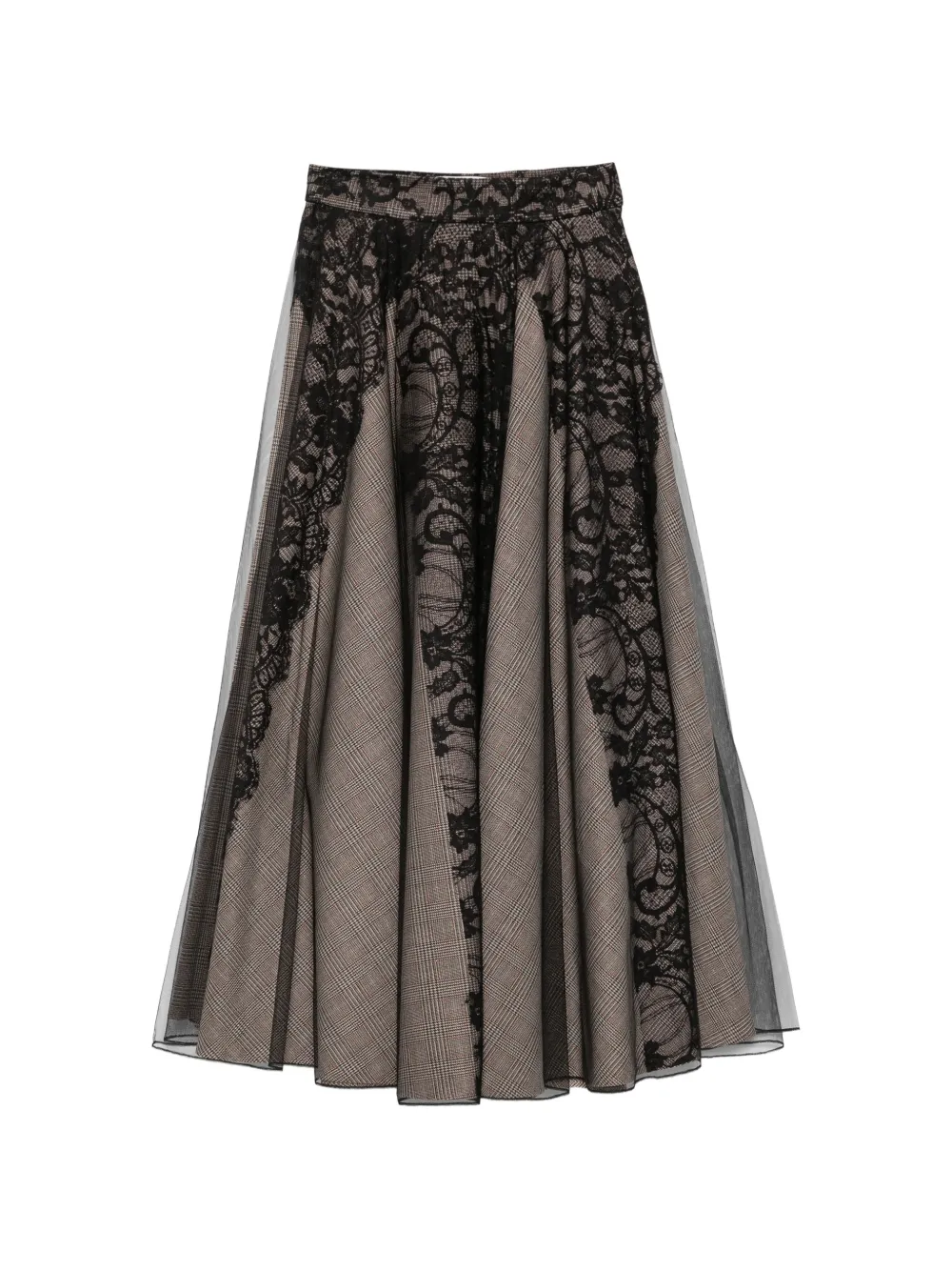 Quetsche lace-overlay checked maxi skirt - Toni neutri