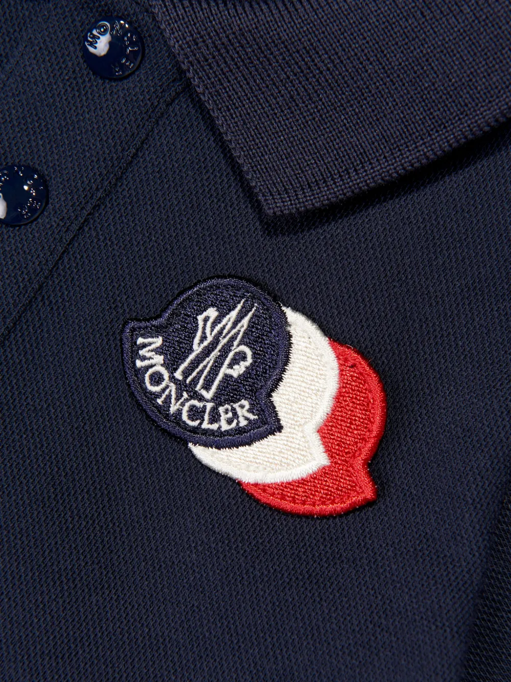 Moncler Enfant logo-patch polo shirt Blauw
