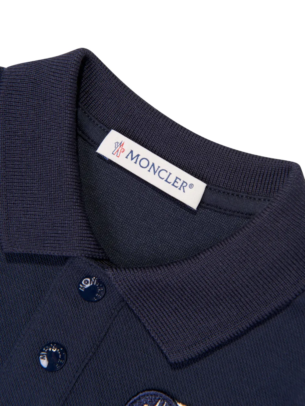 Moncler Enfant logo-patch polo shirt Blauw