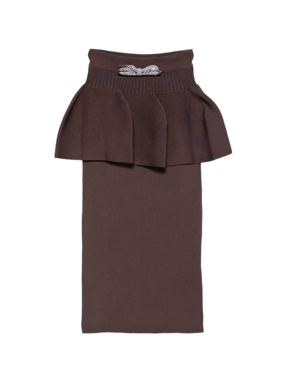Genny bow-embellished peplum midi skirt - Marrone