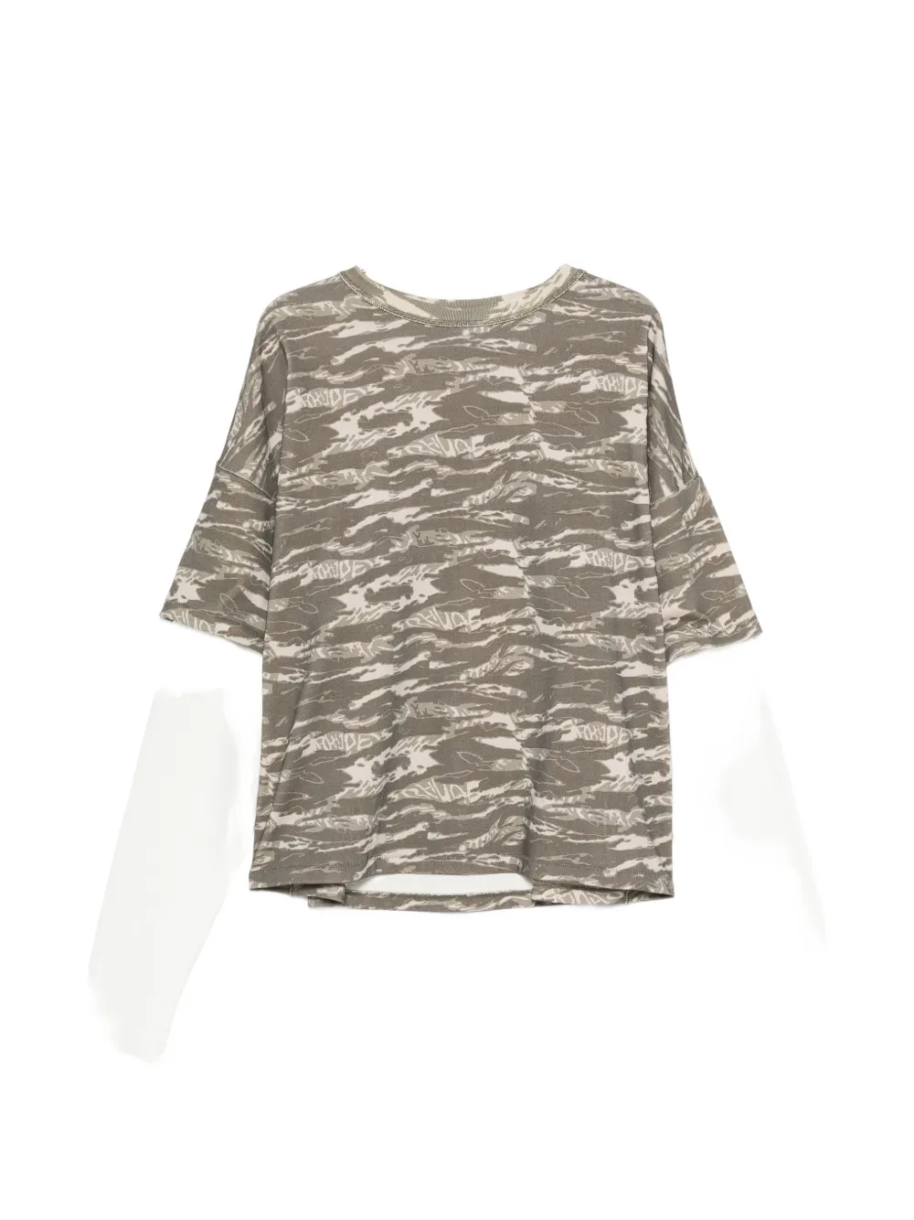 RHUDE camouflage-print layered-sleeve T-shirt - Verde
