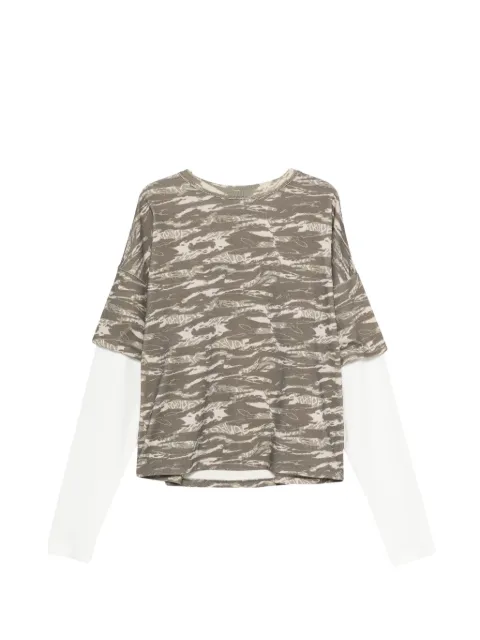 RHUDE camouflage-print layered-sleeve T-shirt