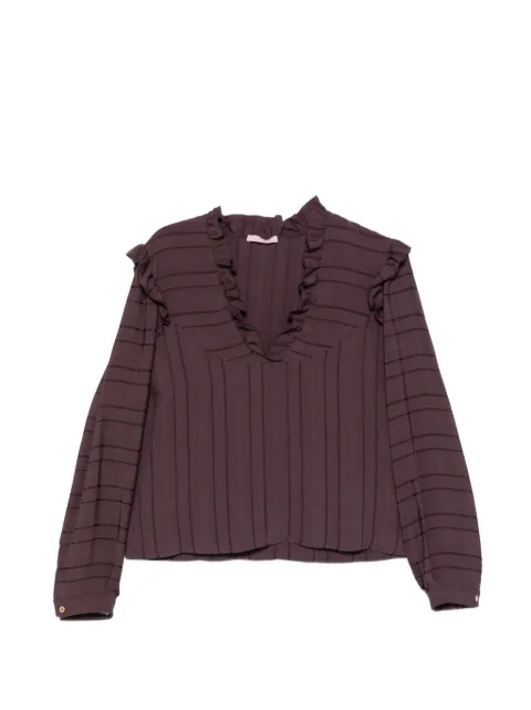 Kristina Ti ruffled striped blouse