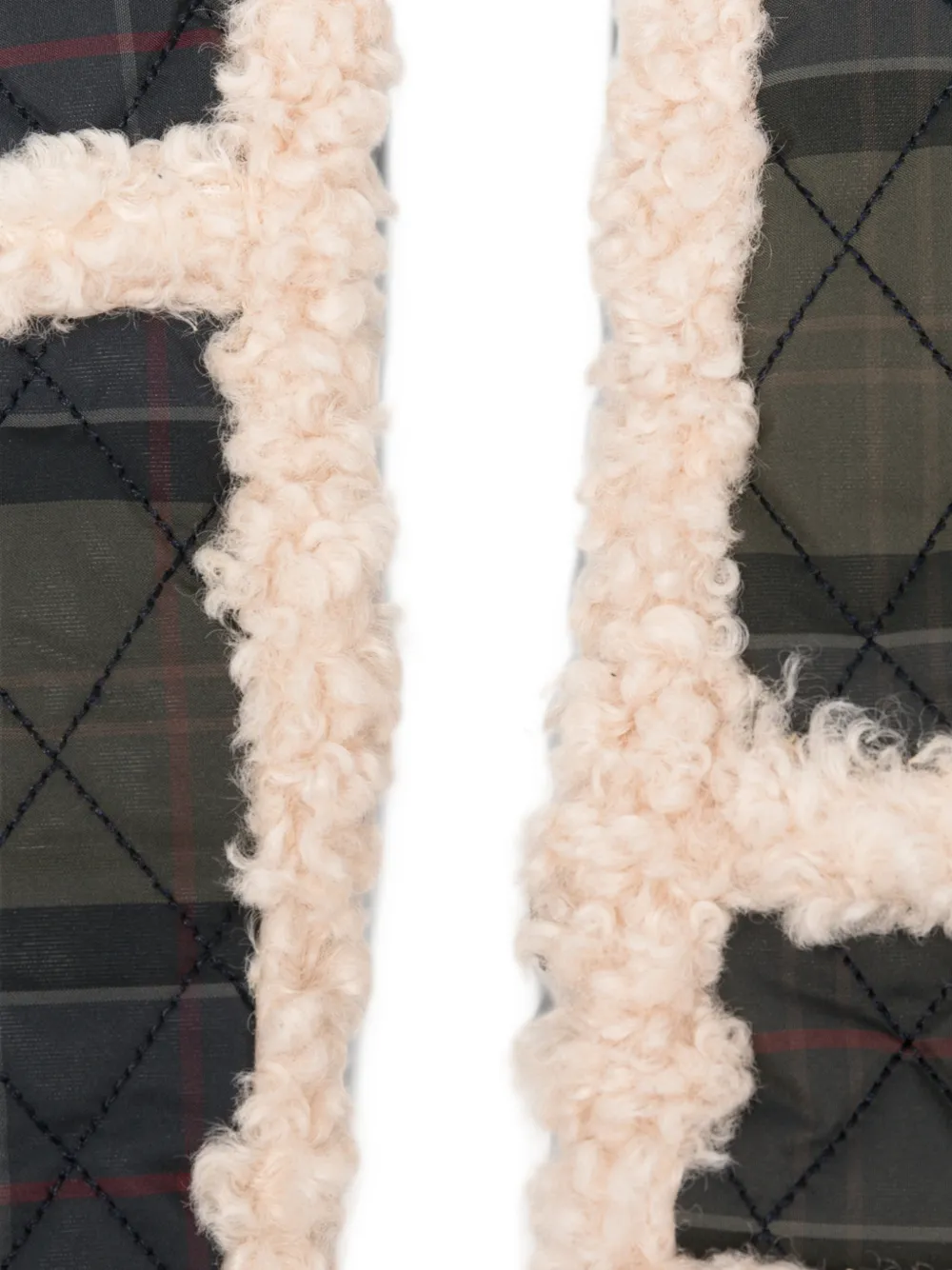 Barbour quilted Tartan mittens Groen