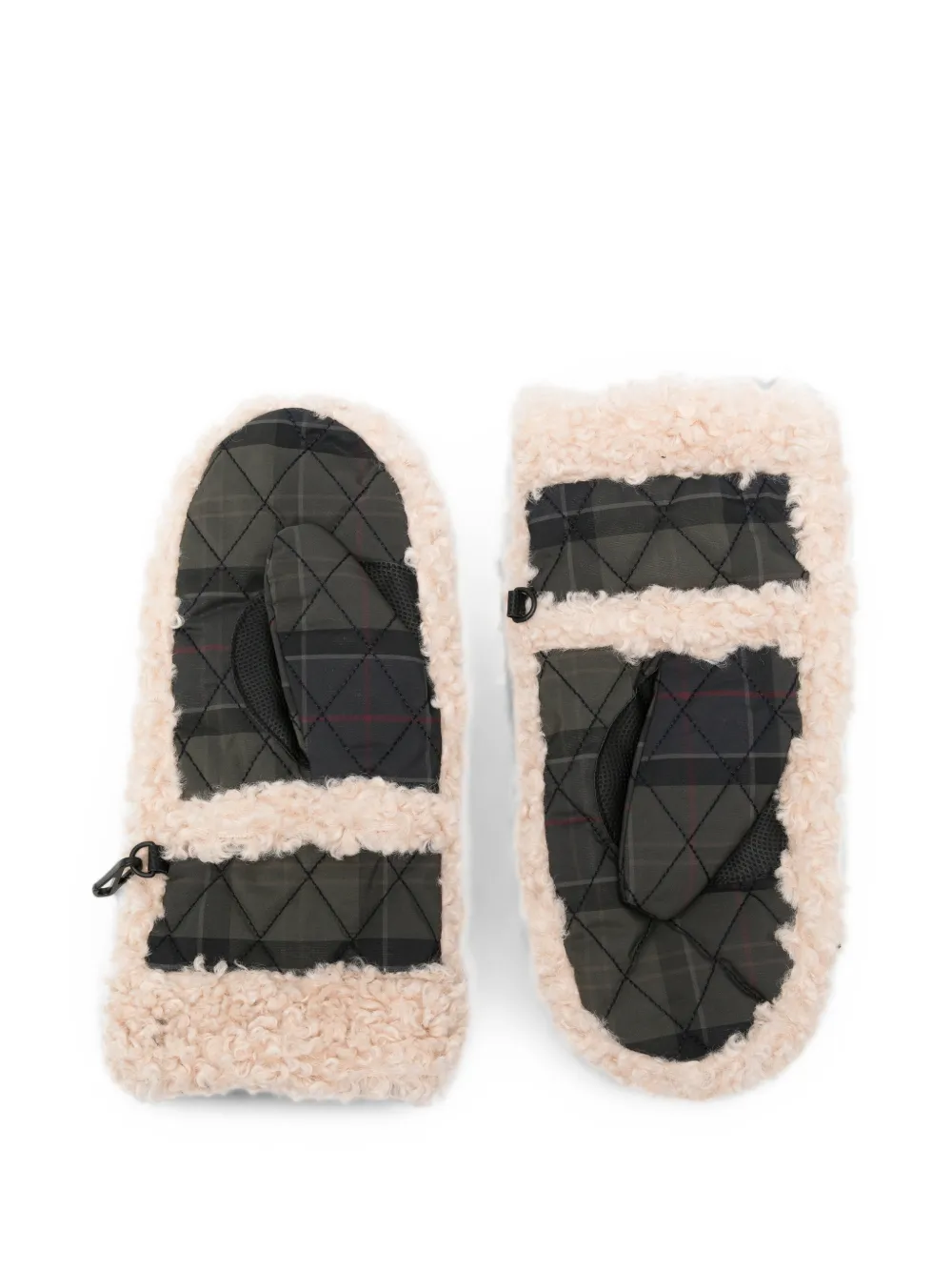 Barbour quilted Tartan mittens Groen