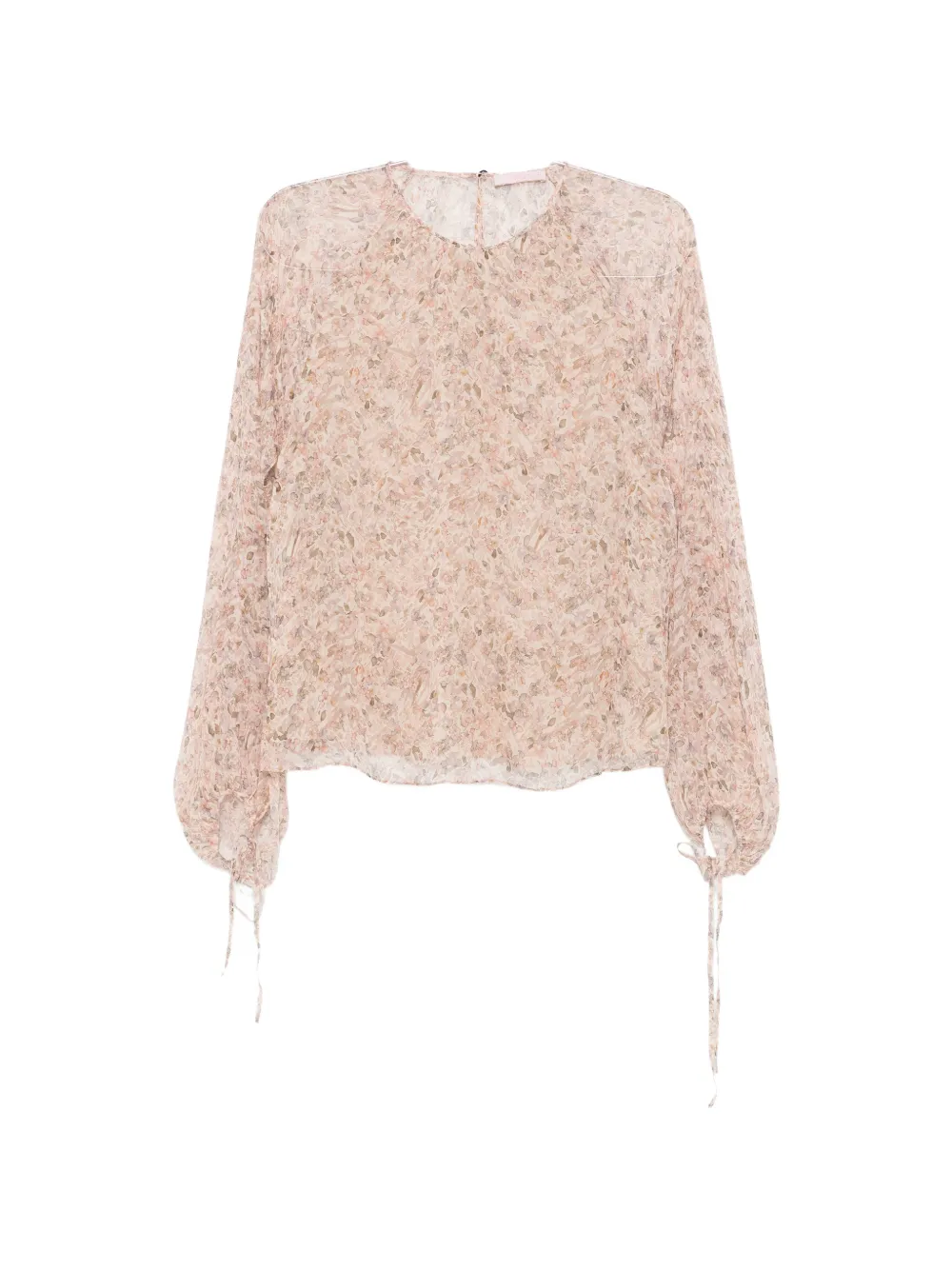 Kristina Ti floral-print tie-cuff blouse - Toni neutri