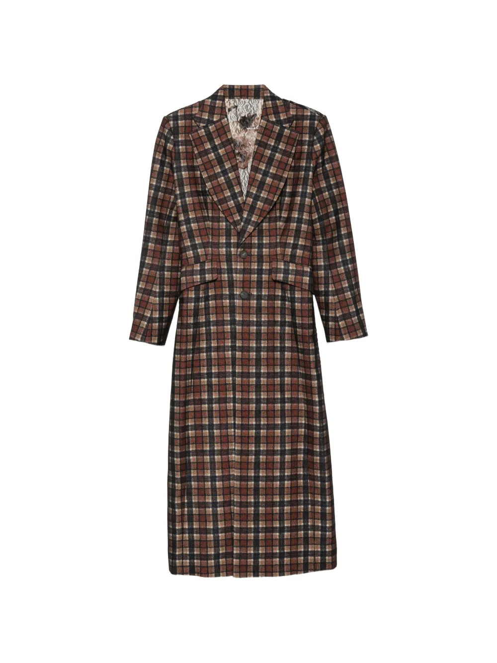 Quetsche check lace-panel coat