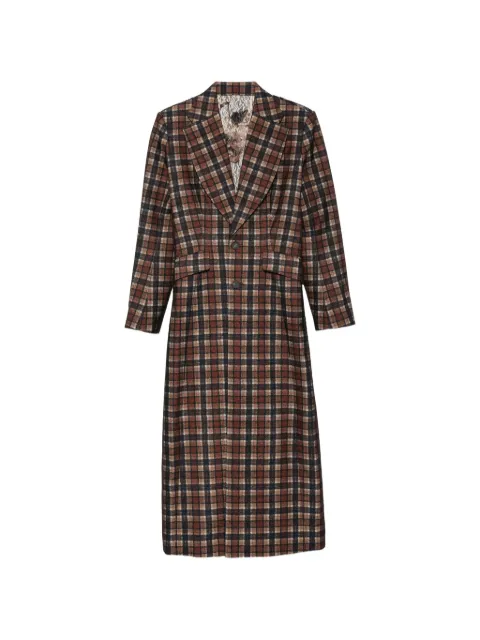 Quetsche check lace-panel coat