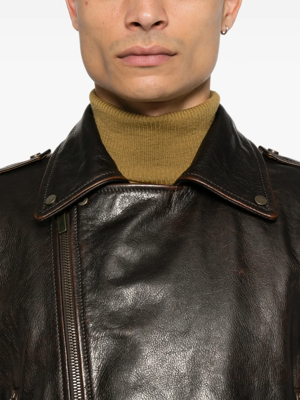 Salvatore Santoro Leren bikerjack Bruin
