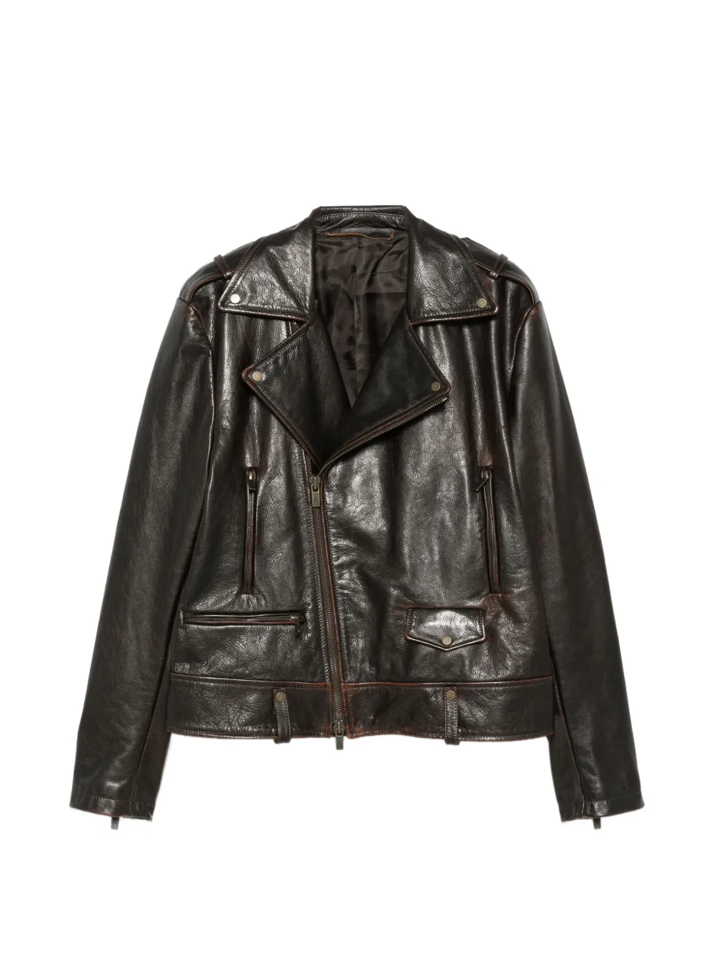 Salvatore Santoro biker leather jacket - Braun