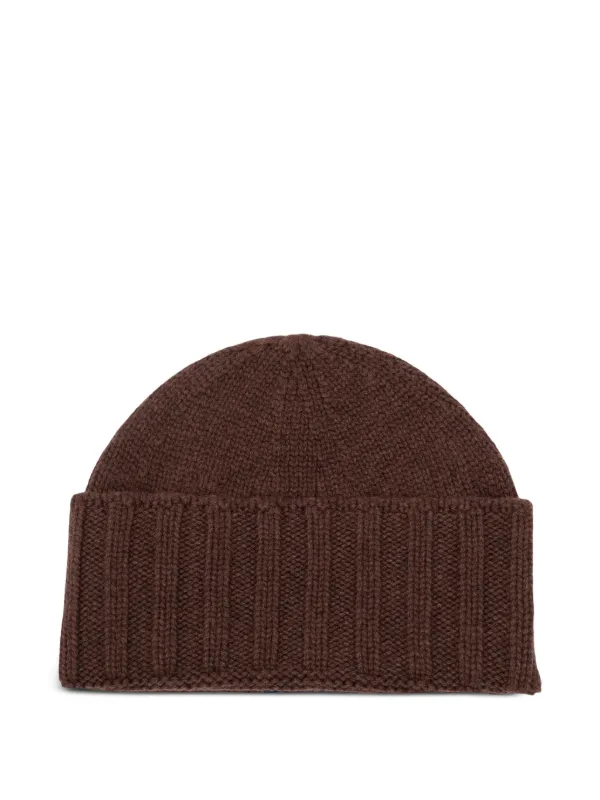 Drumohr Ribbed-knit Cashmere Beanie Hat in Brown