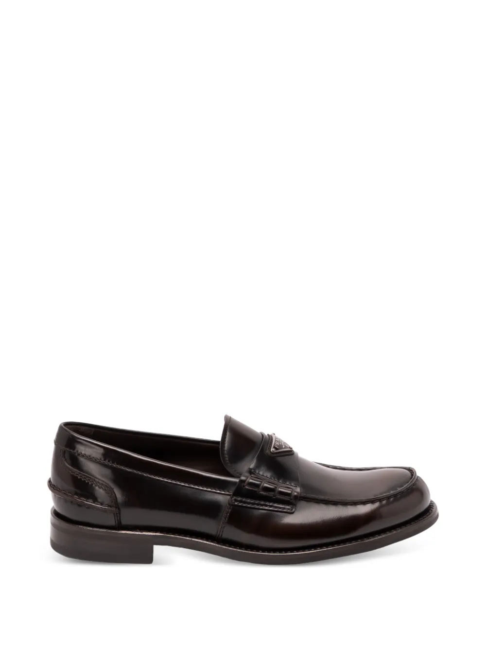 Prada brushed leather loafers - Marrone