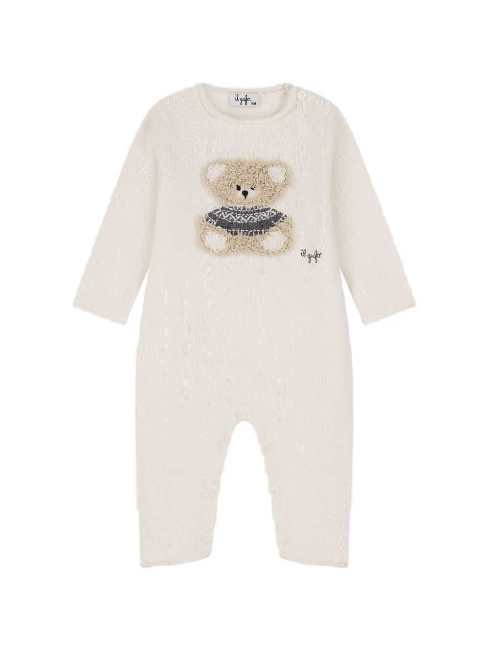 Il Gufo teddy-bear patch jumpsuit - Toni neutri