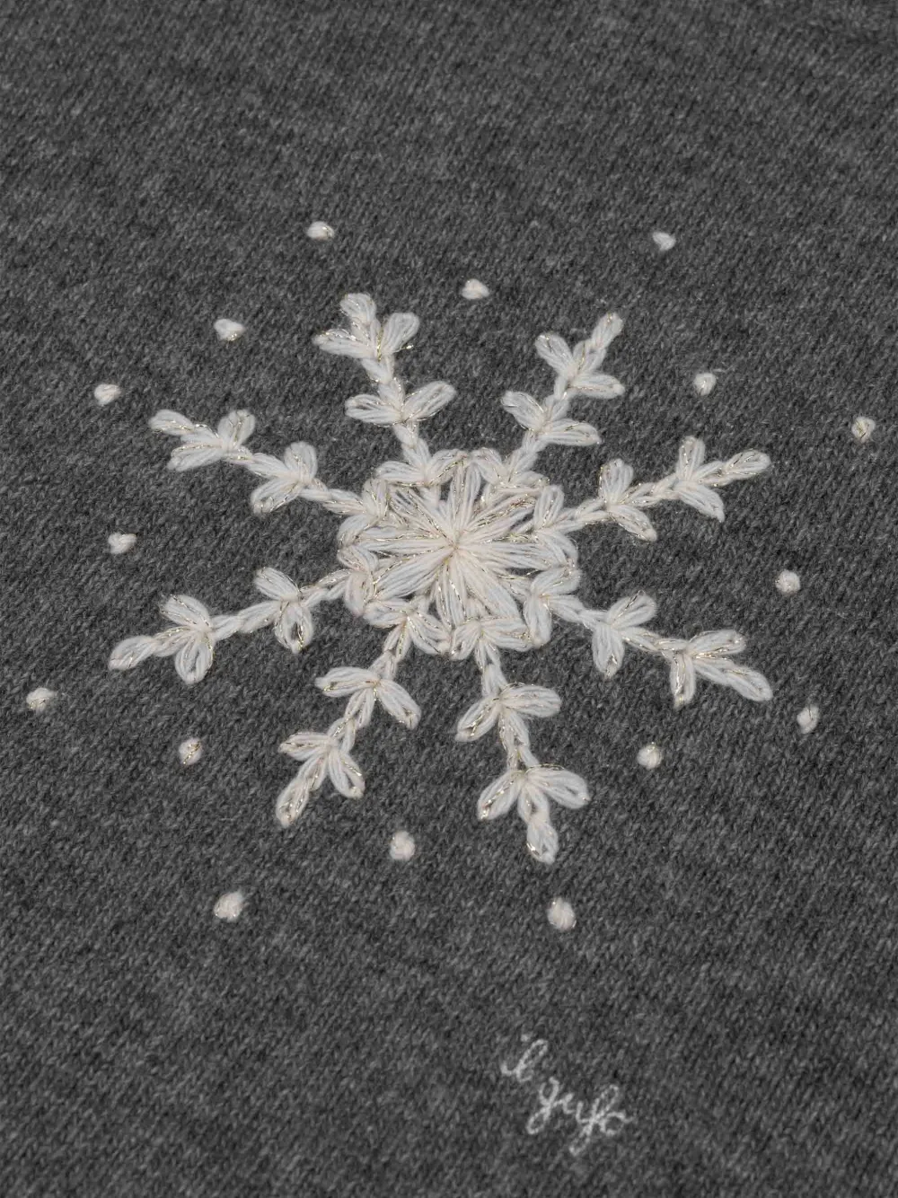 Il Gufo Trui met geborduurde sneeuwvlokken Grijs
