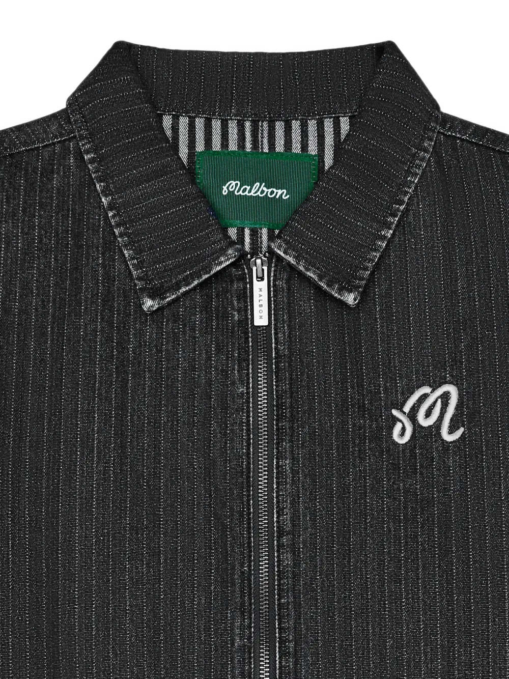 Malbon Golf Foreman gestreept denim jack Zwart