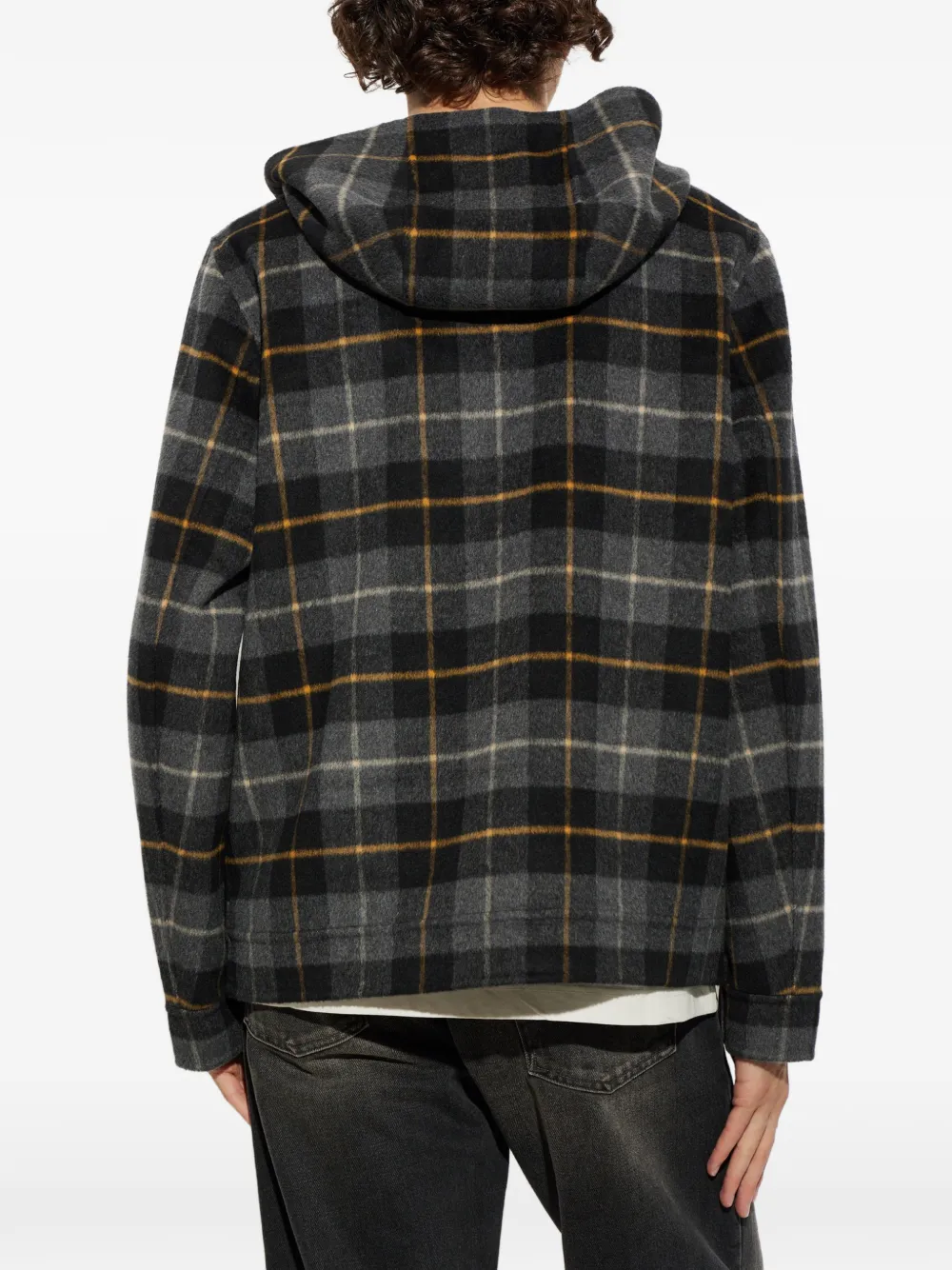Woolrich check-pattern hooded jacket Grijs