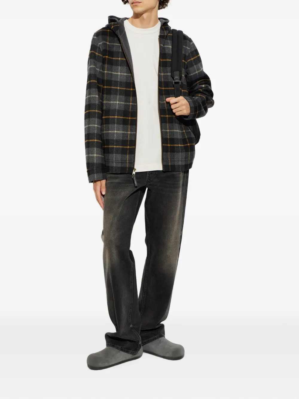 Woolrich check-pattern hooded jacket Grijs