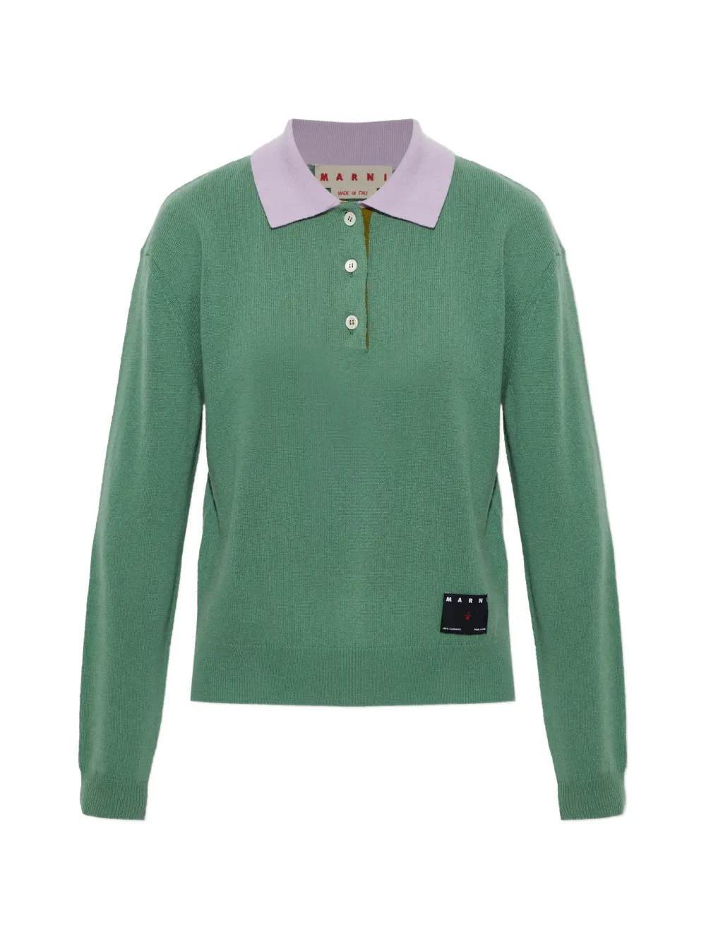 Marni cashmere long-sleeve polo shirt - Verde