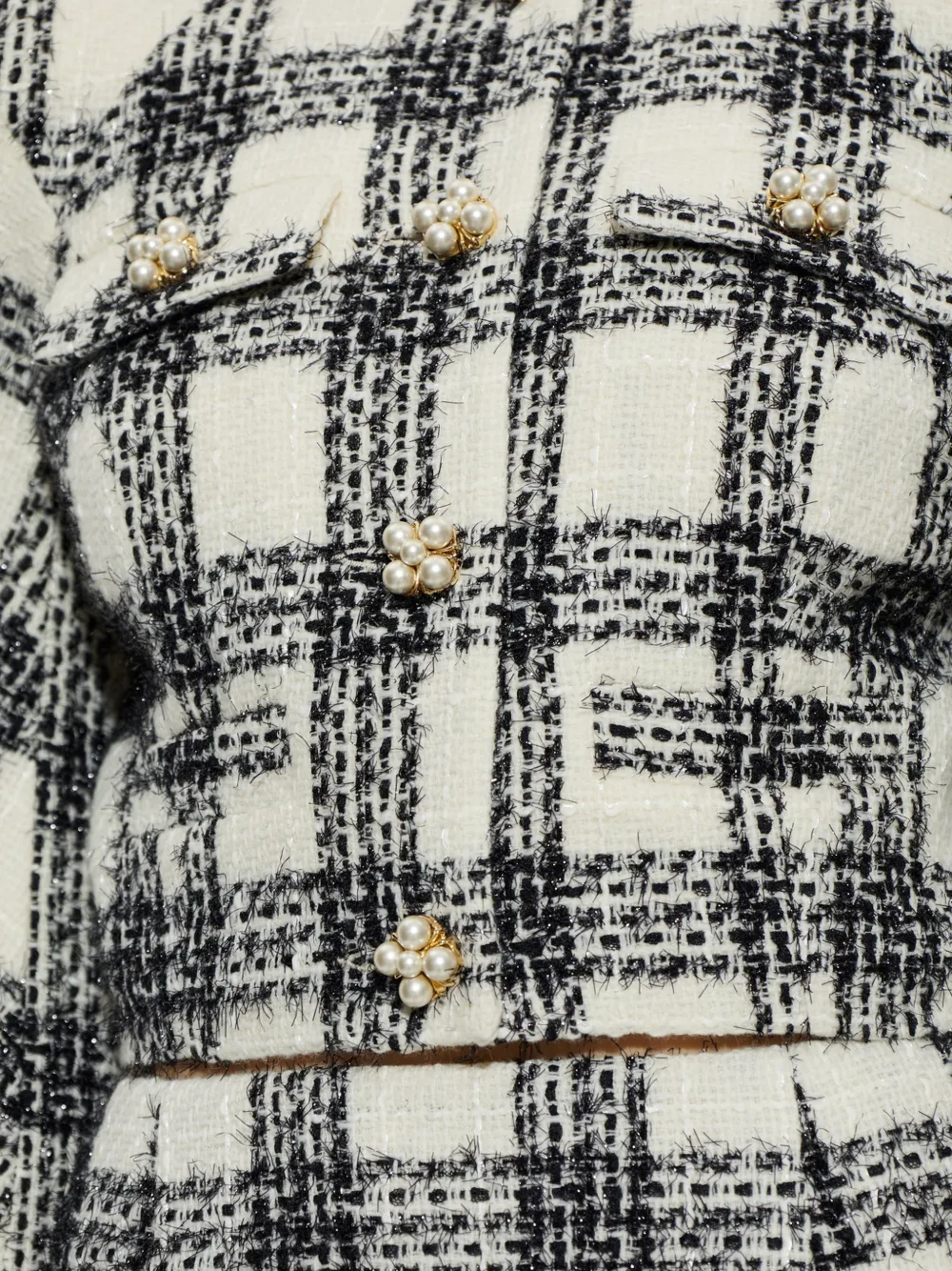 VETEMENTS Geruit cropped tweed jack Wit