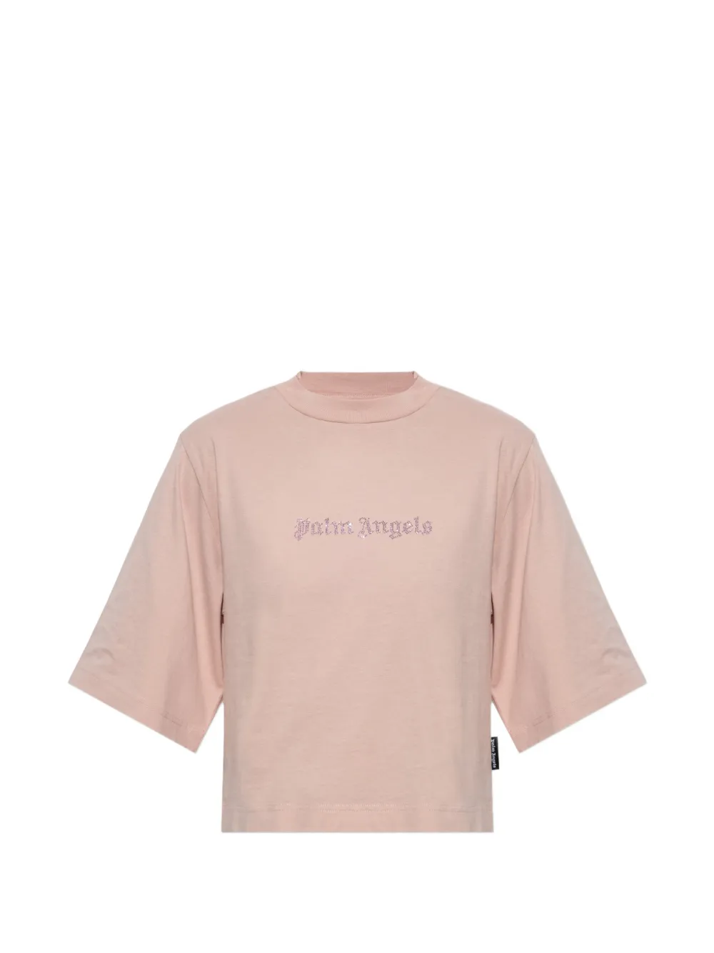 Palm Angels rhinestone-logo cropped T-shirt - Rosa