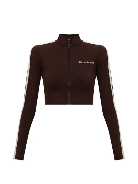 Palm Angels logo-print zip-up cropped sweatshirt