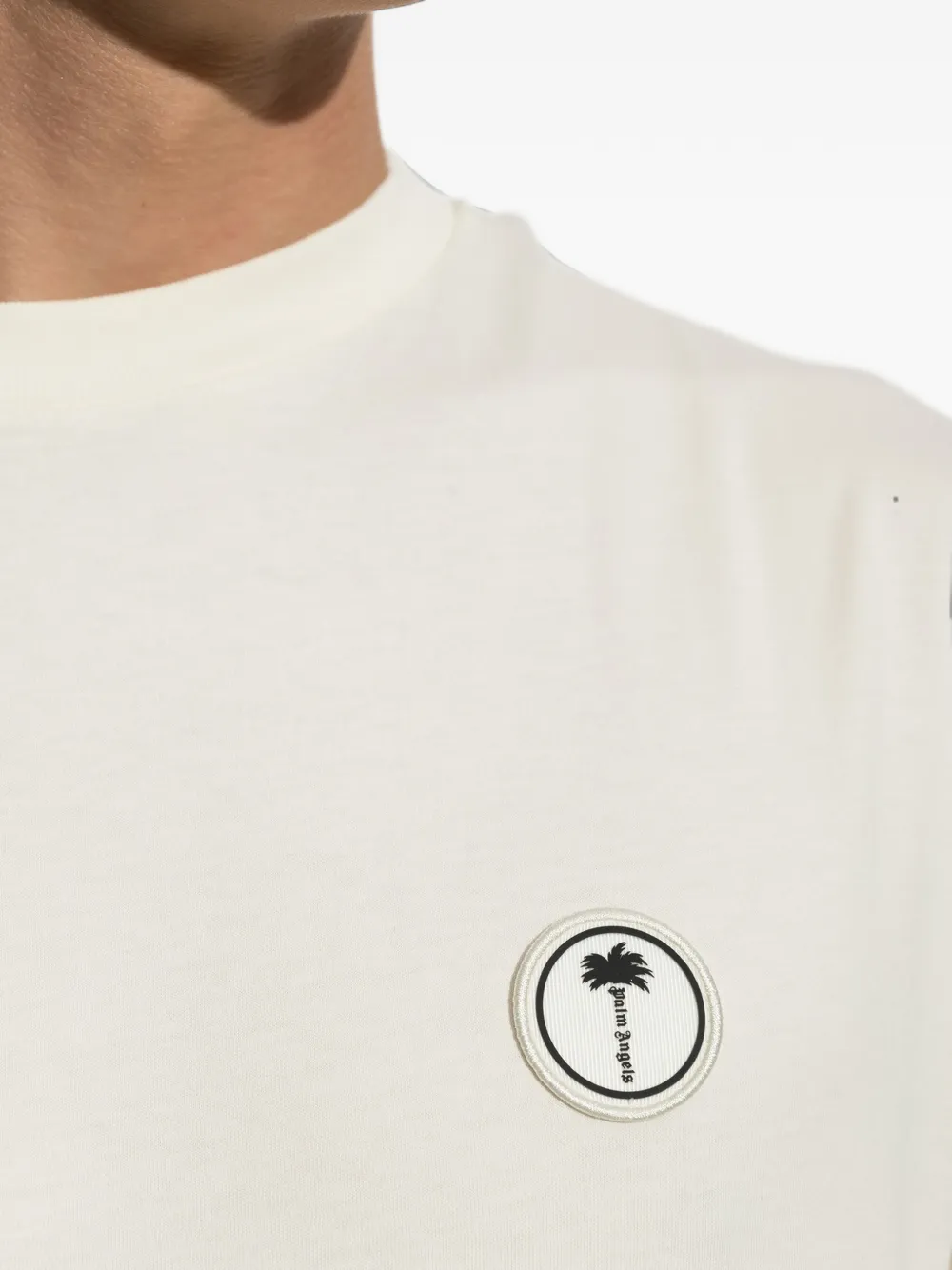 Palm Angels logo-appliqué T-shirt Beige