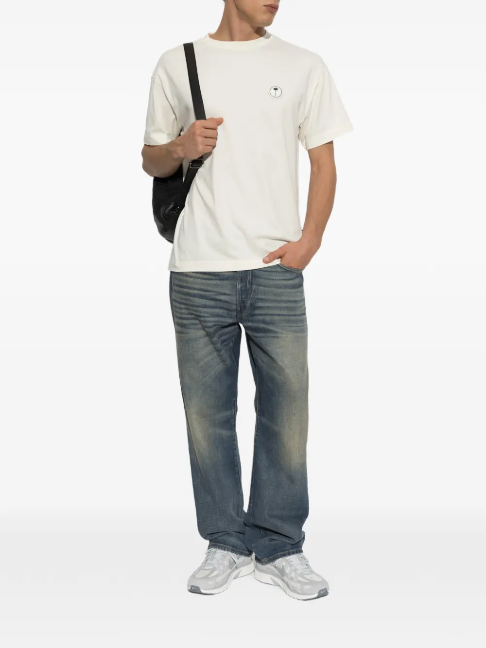 Palm Angels logo-appliqué T-shirt Beige
