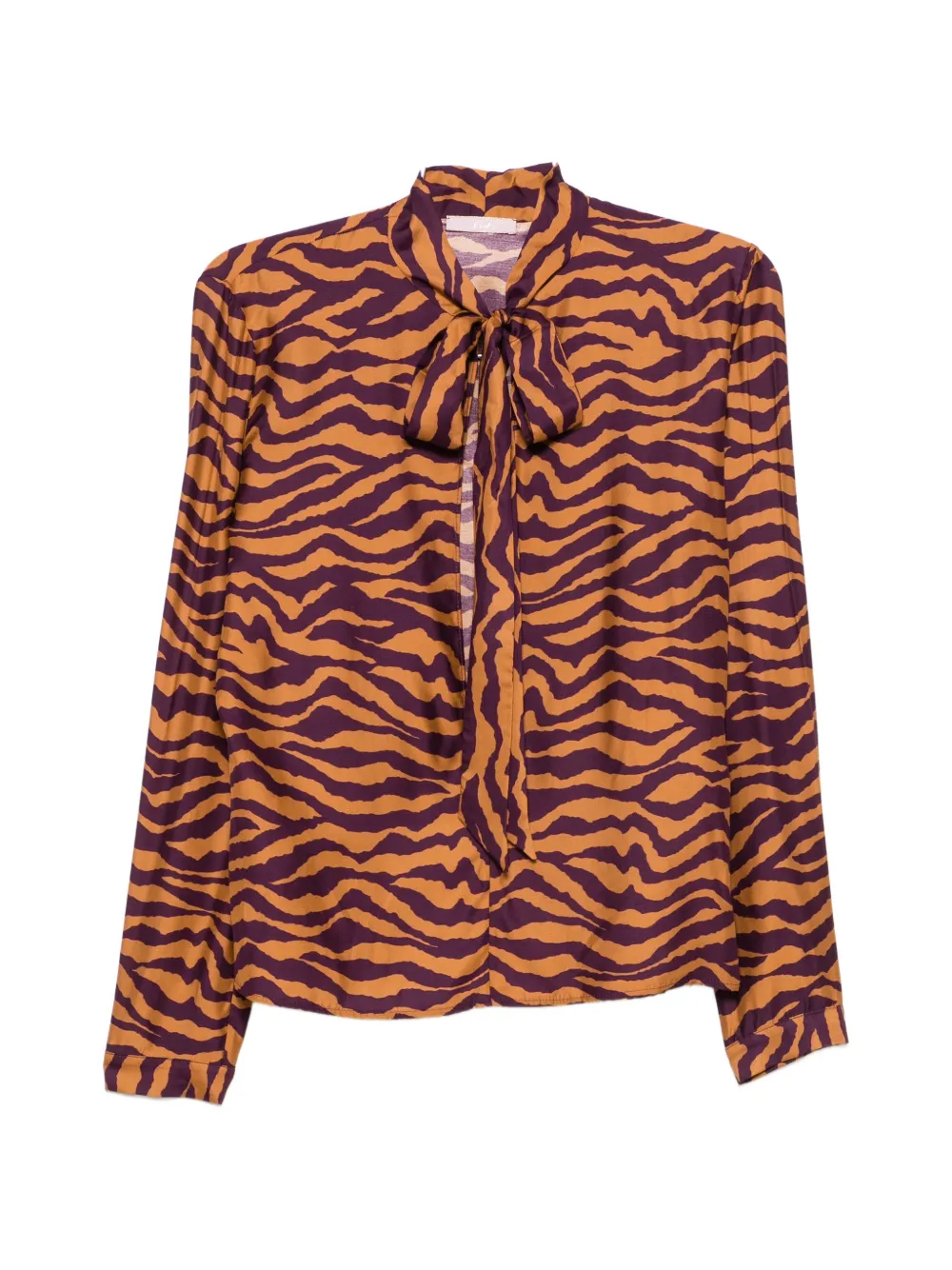 Kristina Ti zebra-print pussy-bow blouse - Arancione