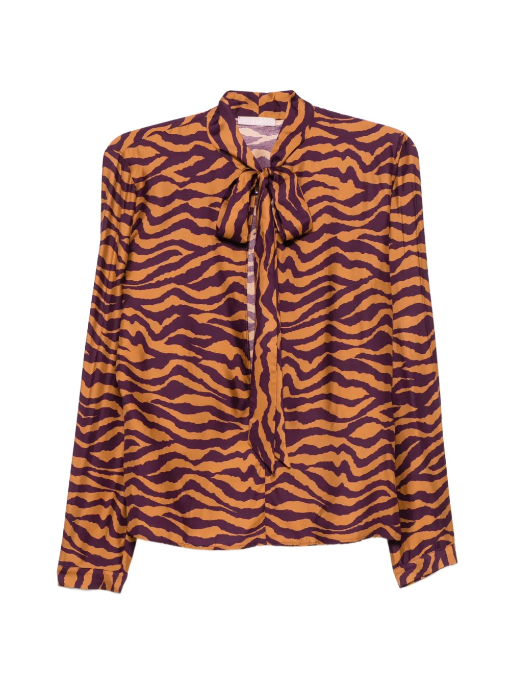 Kristina Ti zebra-print pussy-bow blouse