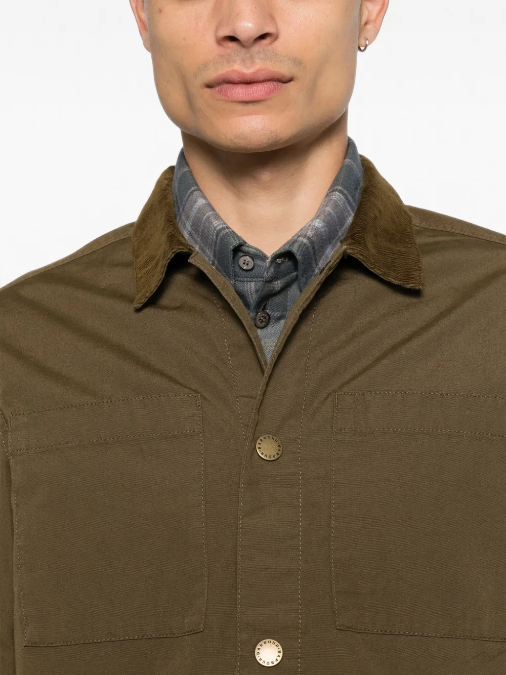 Barbour Shirtjack met ribfluwelen kraag Groen
