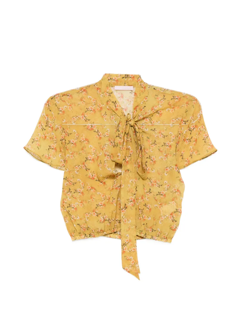Kristina Ti floral-print pussy-bow blouse - Giallo