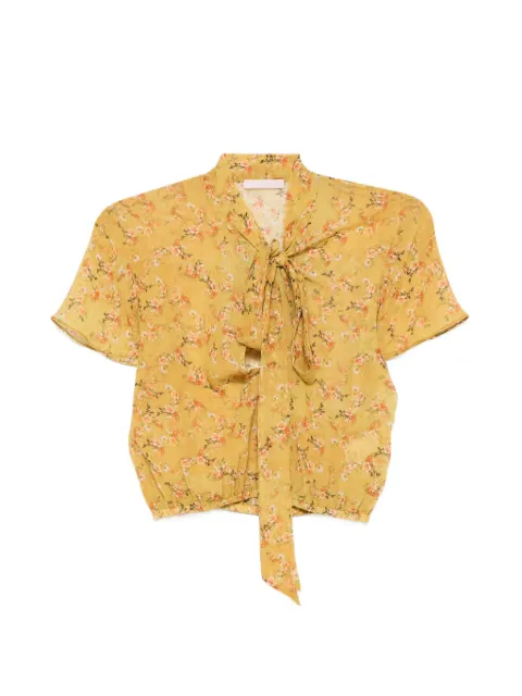 Kristina Ti floral-print pussy-bow blouse