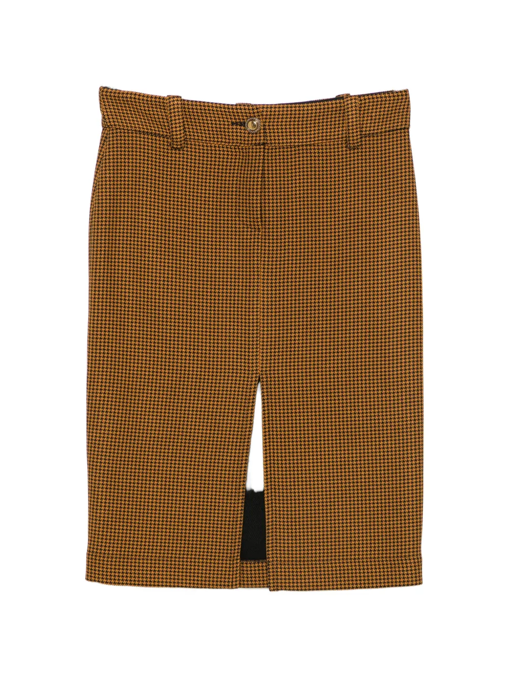 Kristina Ti houndstooth-pattern slit-detail midi skirt - Marrone