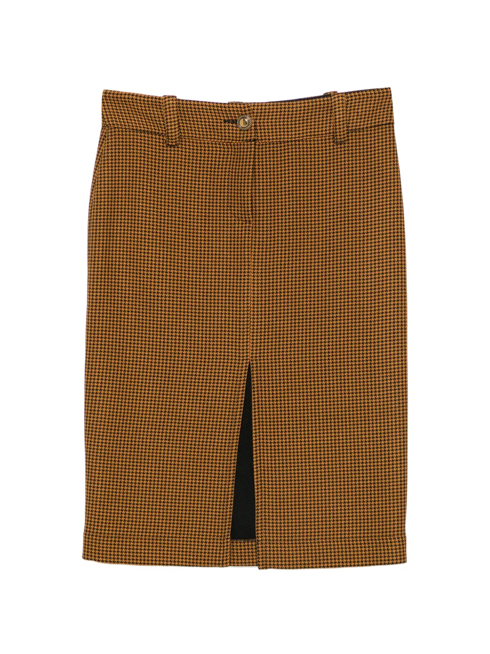 Kristina Ti houndstooth-pattern slit-detail midi skirt - Marrone