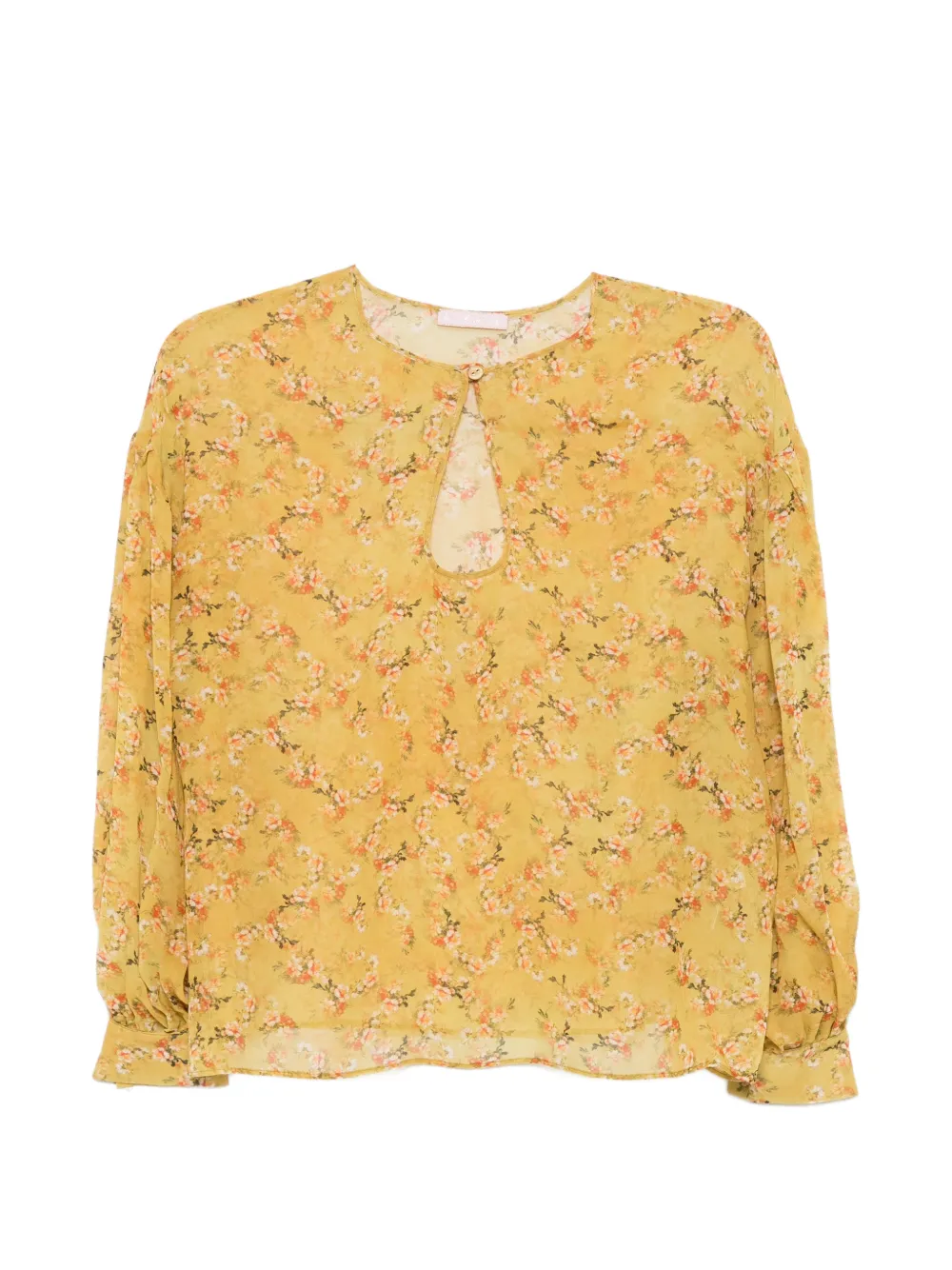Kristina Ti floral-print keyhole-detail blouse