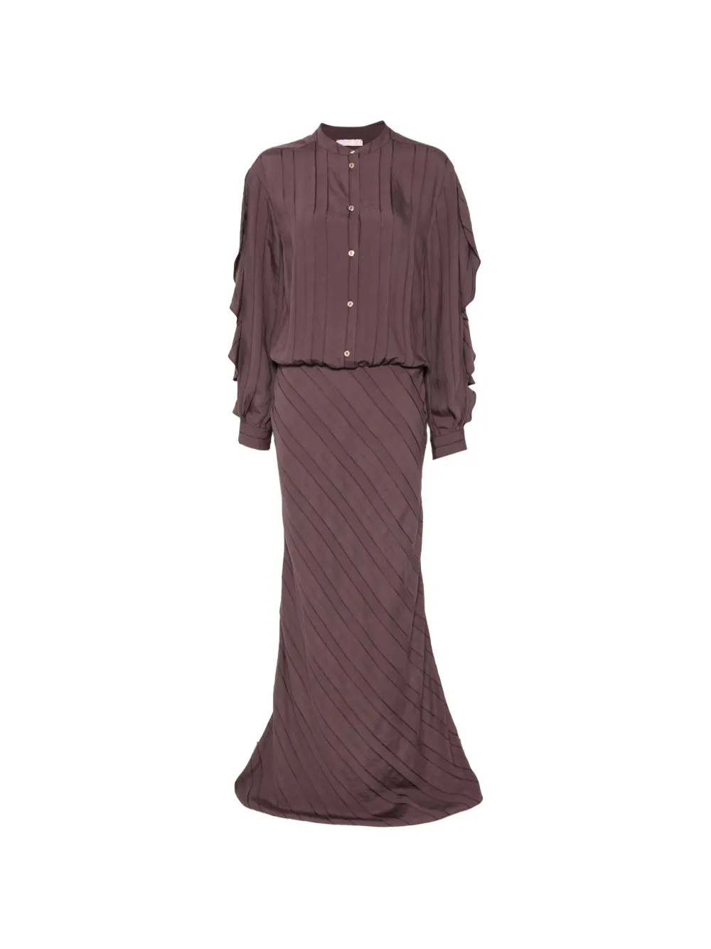 Kristina Ti ruffled striped maxi dress