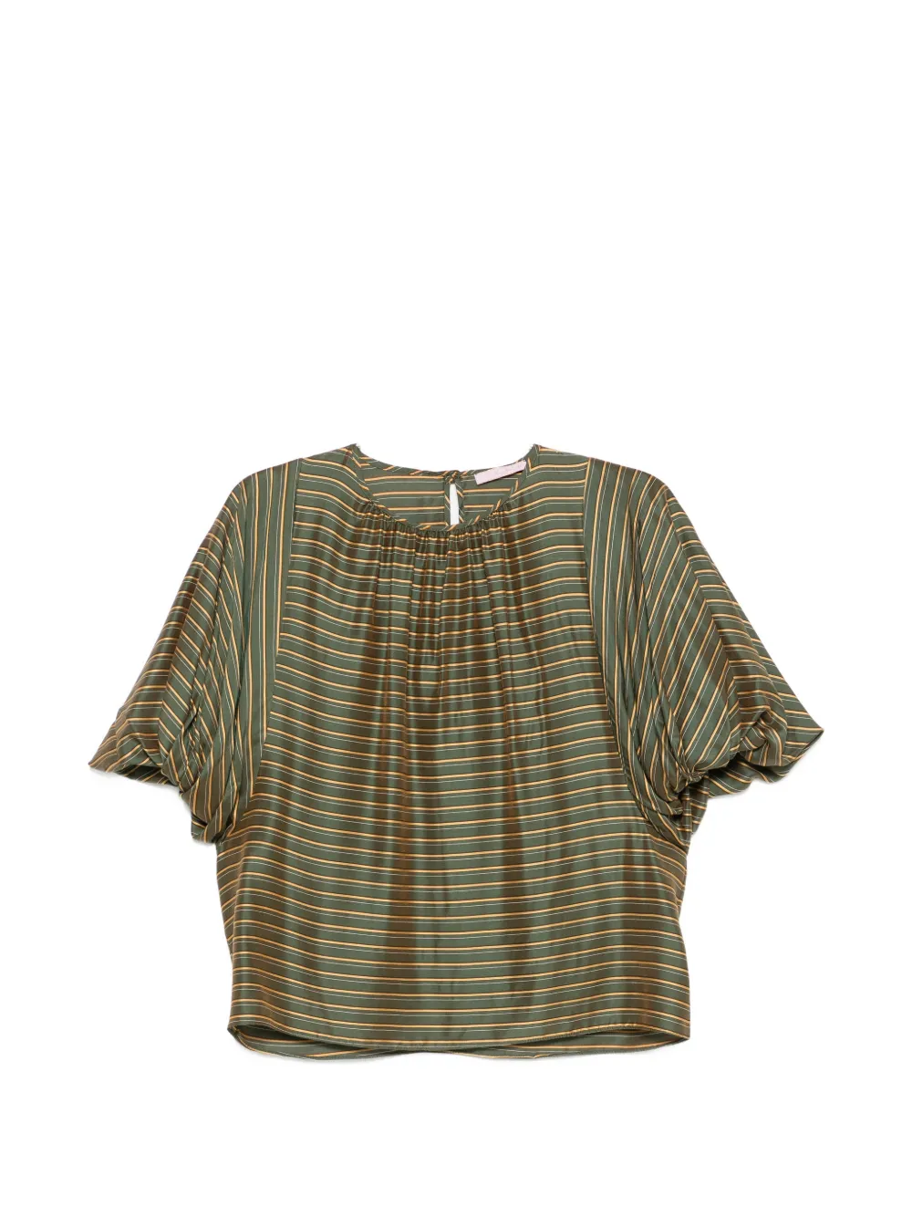 Kristina Ti striped puffed-sleeve blouse - Verde
