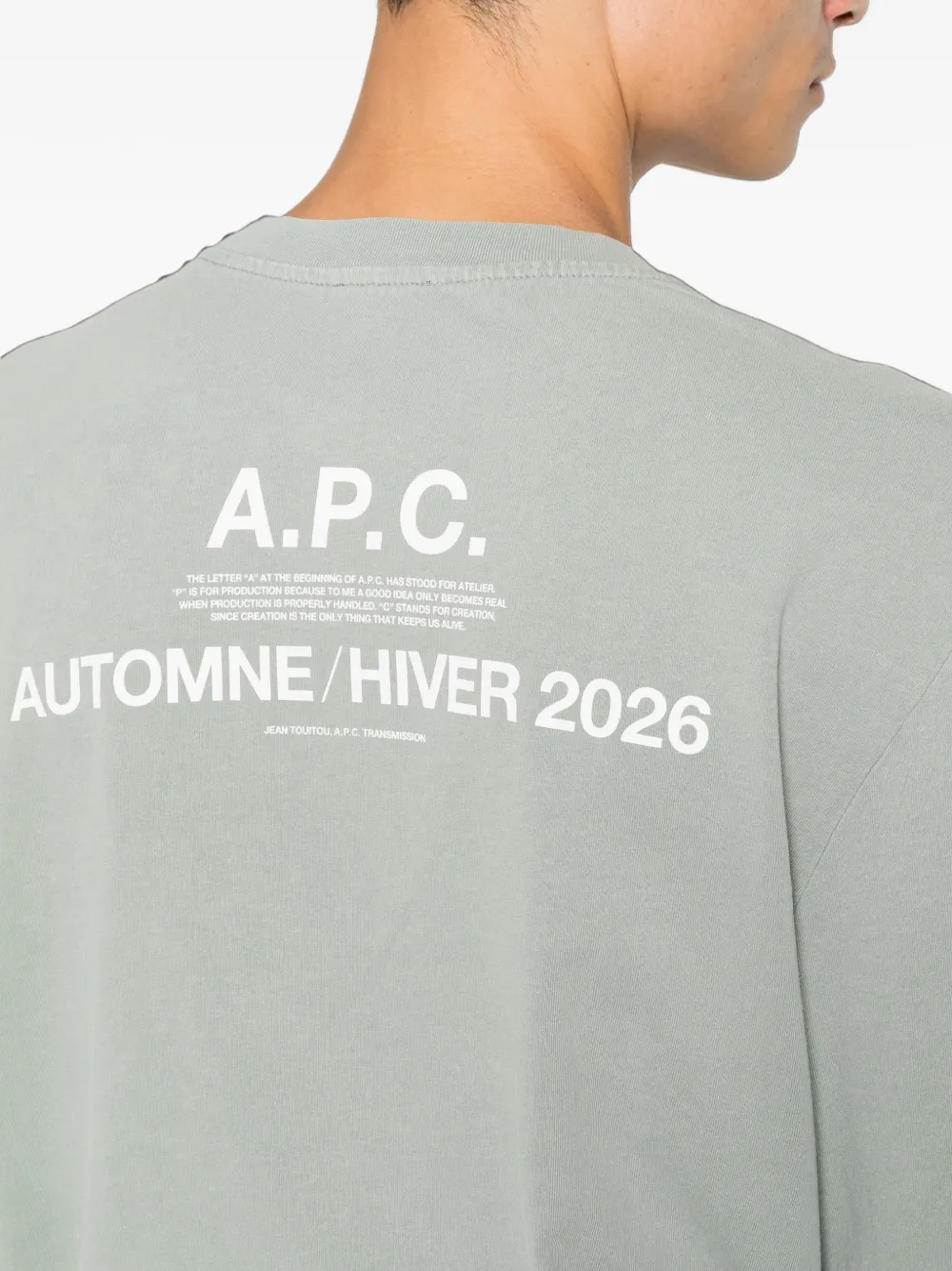 A.P.C. T-shirt met logoprint Groen