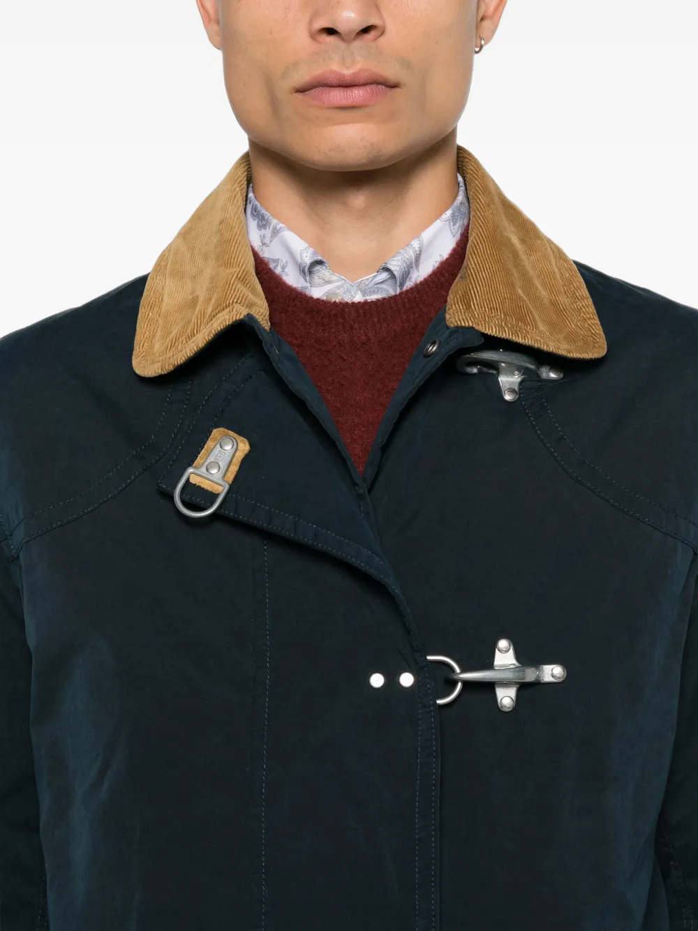 Fay Jack met ribfluwelen kraag en karabijnhaak Blauw