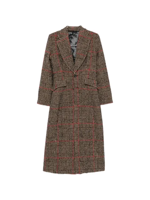Quetsche check-pattern tulle-panel coat