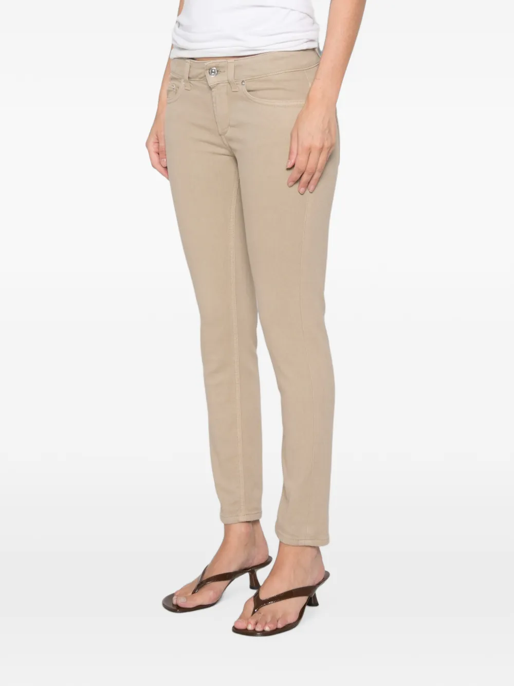 DONDUP logo-plaque slim-fit jeans Beige