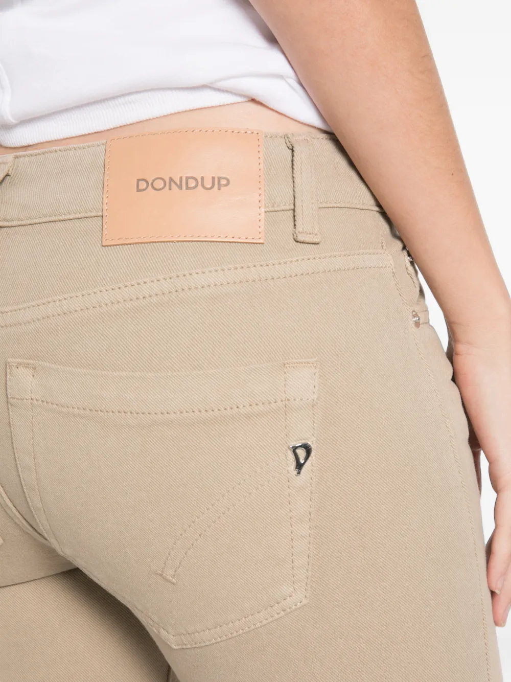 DONDUP logo-plaque slim-fit jeans Beige