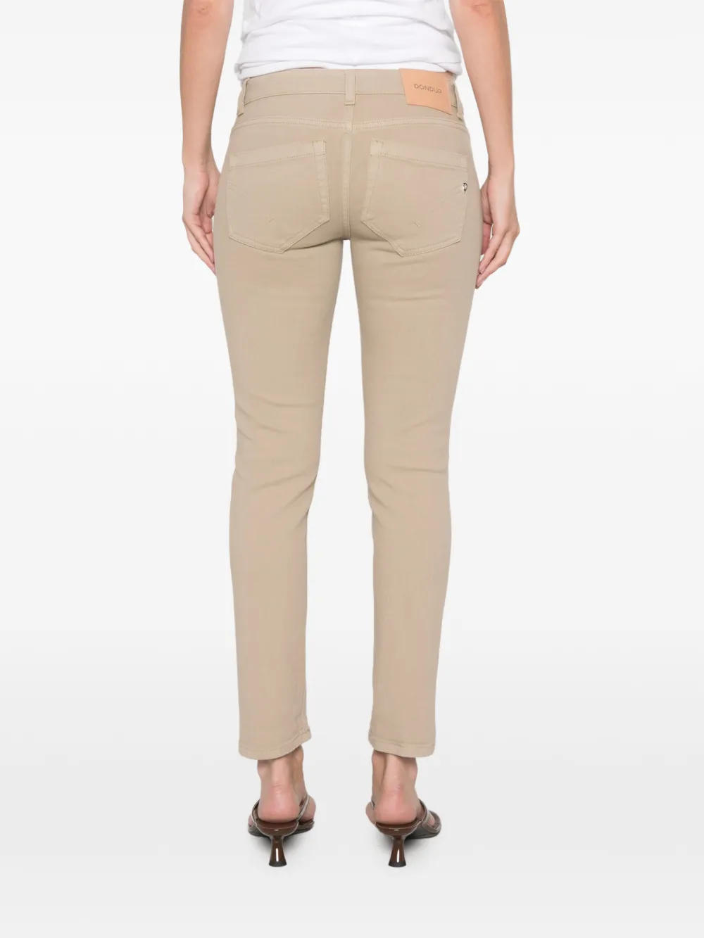 DONDUP logo-plaque slim-fit jeans Beige