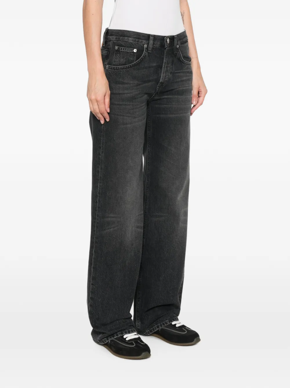 DONDUP Jacklyn jeans met wijde pijpen en vervaagd effect Zwart
