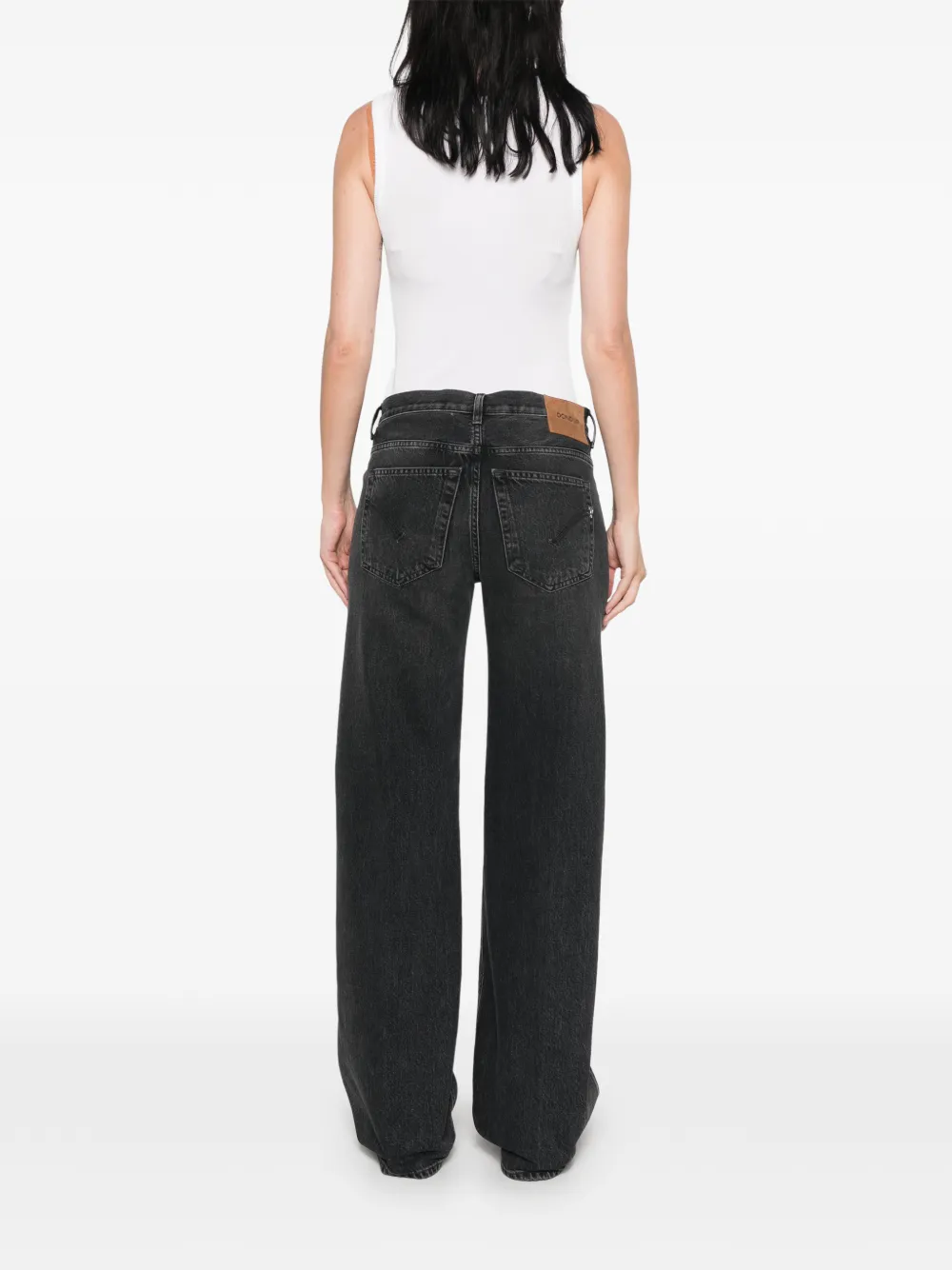 DONDUP Jacklyn jeans met wijde pijpen en vervaagd effect Zwart