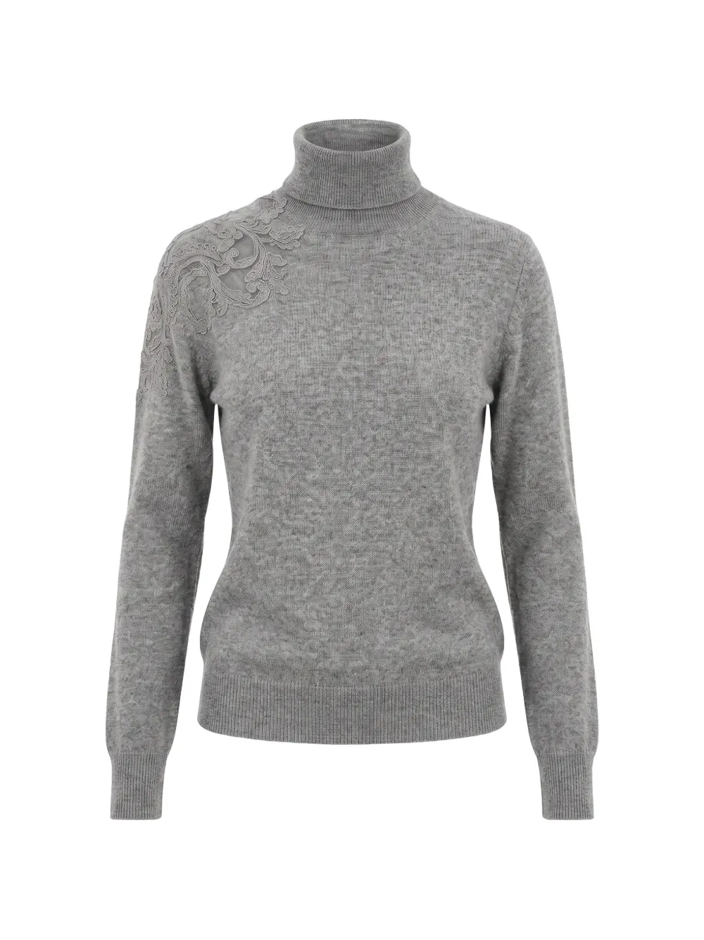Ermanno Scervino Rollkragenpullover mit Spitzenbesatz - Grau
