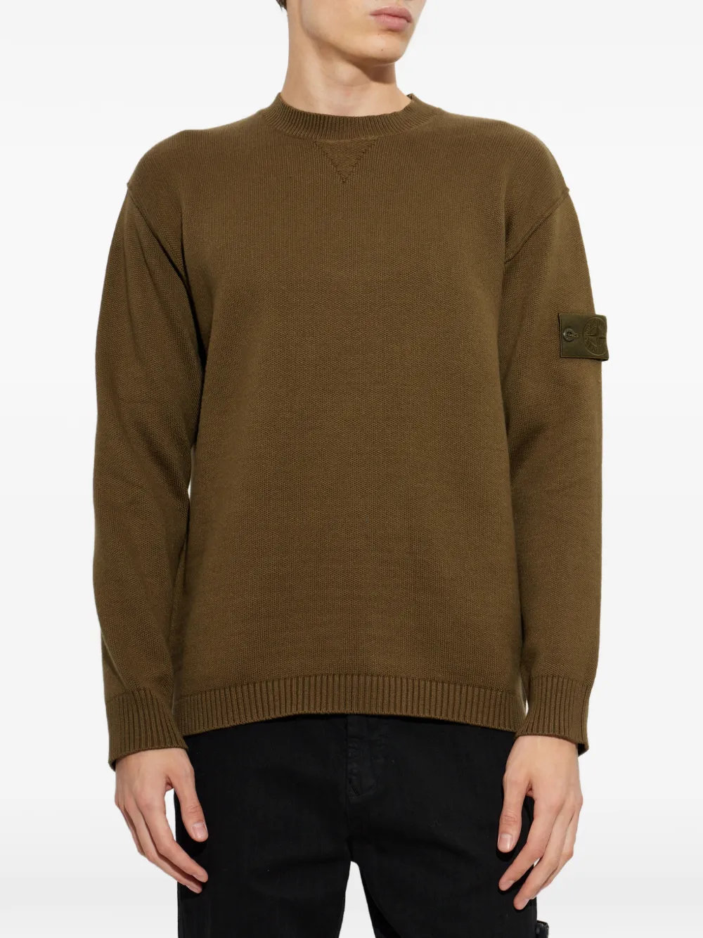 Stone Island Trui met logopatch Bruin