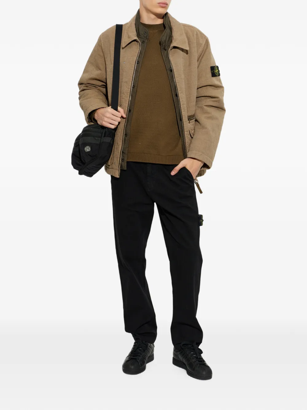 Stone Island Trui met logopatch Bruin