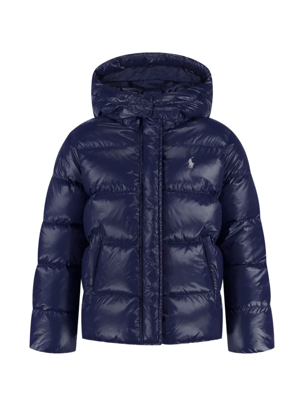 POLO RALPH LAUREN KIDS glossy down hooded jacket - Blu