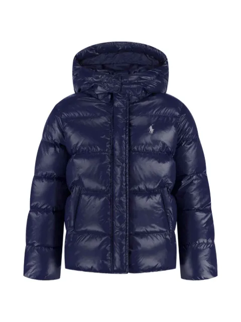 POLO RALPH LAUREN KIDS glossy down hooded jacket